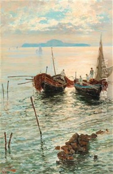 Scene Near Naples Oil Painting - Giuseppe Giardiello