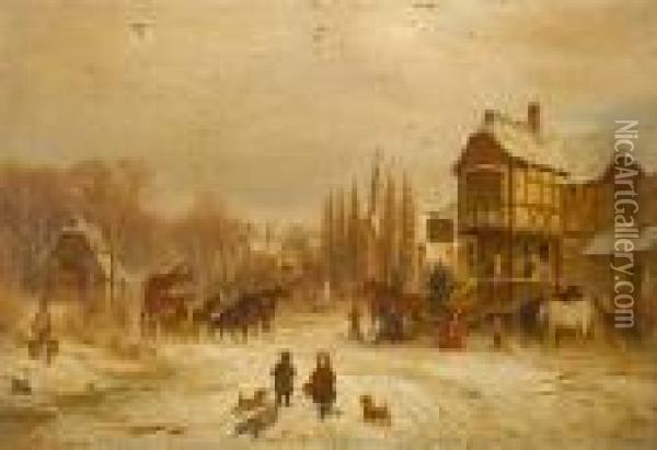 Arrival Of The Coach Oil Painting - Carl Brandt