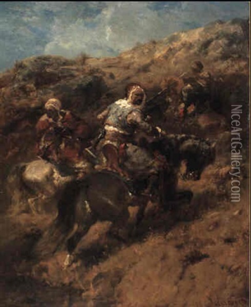 Arab Warriors Oil Painting - Adolf Schreyer
