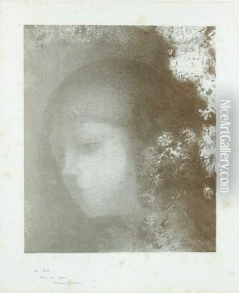 Tete D'enfant Avec Fleurs. 1897. Oil Painting - Odilon Redon