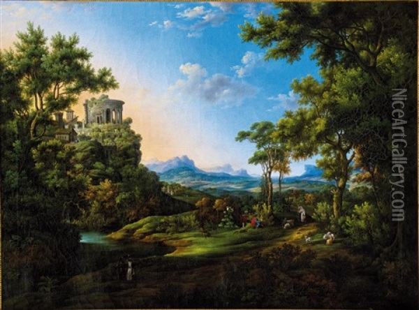 Arkadische Landschaft Oil Painting - Joh. Georg Primavesi