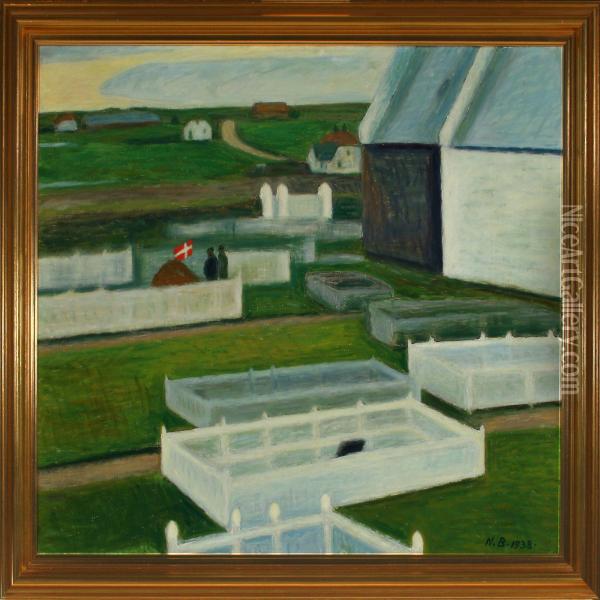 A Graveyard By Bovbjerg Oil Painting - Niels Bjerre