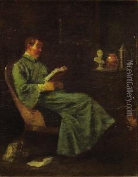 Portrait Of A Man Reading Oil Painting - William Sidney Mount
