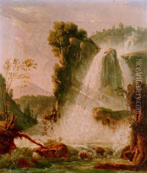 The Falls Of Tivoli Oil Painting - Anton Sminck Pitloo