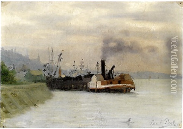 Ferry Dock Oil Painting - Paul Peel