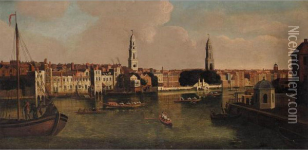 View Of The City Of London From The South Bank Of The Thames Oil Painting - John Paul