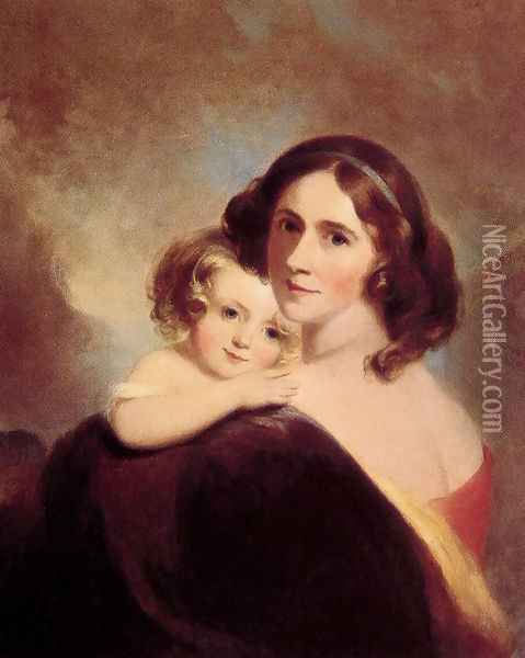 Mrs Fitzgerald and her Daughter Matilda Oil Painting - Thomas Sully