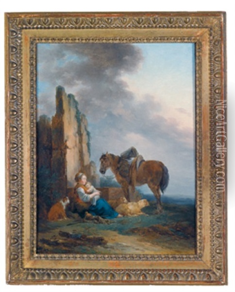Die Ruhende Schaferin Oil Painting - Francesco Giuseppe Casanova