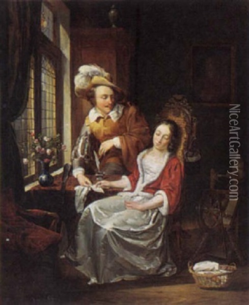 The Letter Oil Painting - Jan Hendrik van de Laar