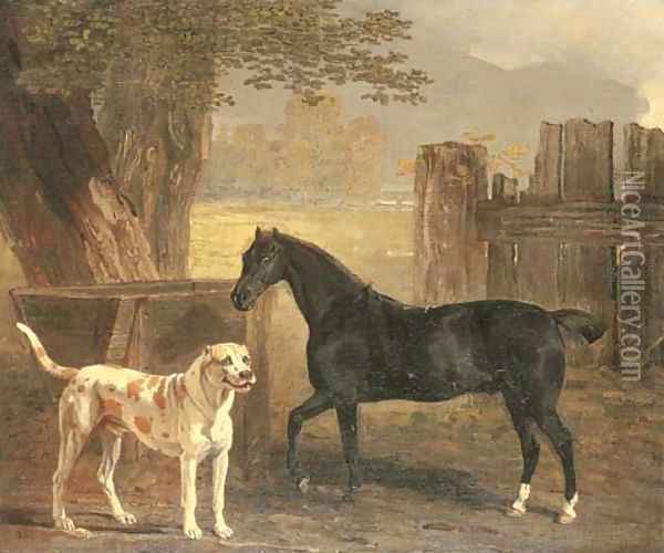 Sancho, a bay pony, with Cato Oil Painting - Ben Marshall