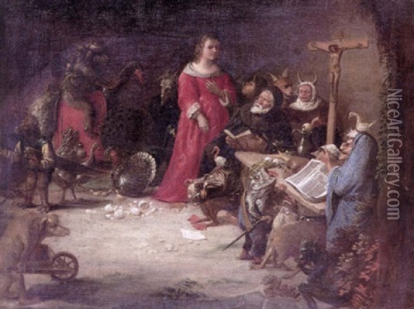 The Temptation Of St. Anthony Oil Painting - Egbert van Heemskerck the Elder