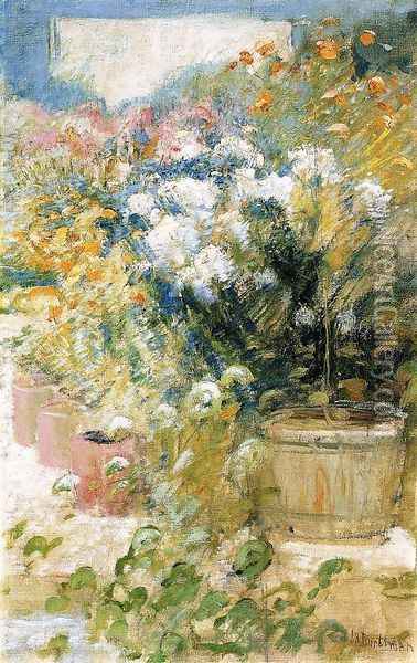 In The Greenhouse Oil Painting - John Henry Twachtman