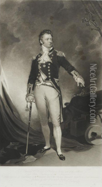 Portrait Of Captain Sir Philip Bowes Vere Broke Oil Painting - Samuel Lane