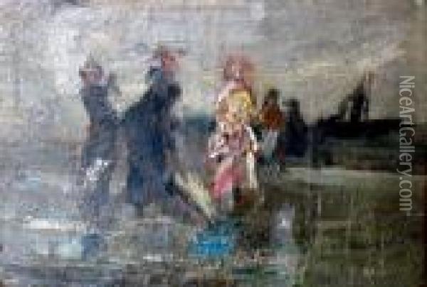 Figures On The Shore Oil Painting - Berthe Morisot