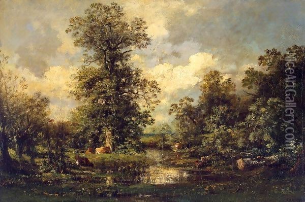 Forest Landscape Oil Painting - Jules Dupre