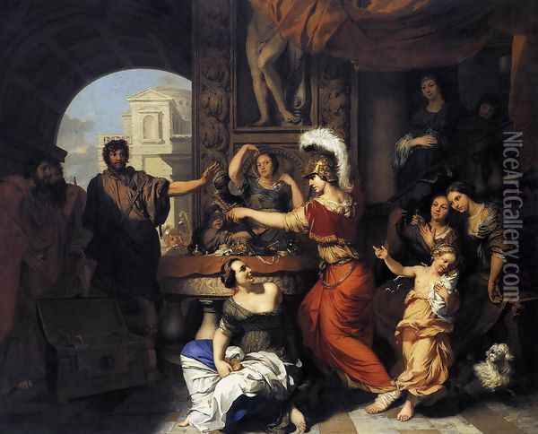 Achilles Discovered among the Daughters of Lycomedes c. 1685 Oil Painting - Gerard de Lairesse