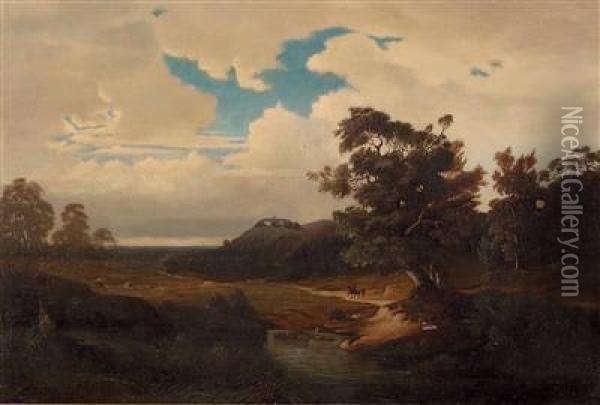 Landschaft Mit Kloster Und Reiter Oil Painting - Johann Wagner Deines