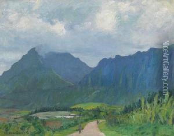 The Pali, Oahu Oil Painting - William Woodward