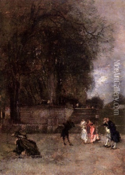 Im Park Von Versailles Oil Painting - Rudolf Ribarz