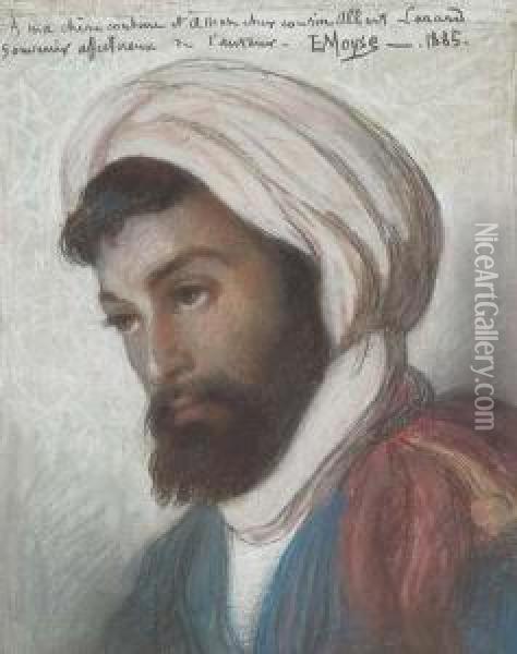 Portrait Of An Algerian Jew Oil Painting - Edouard Moyse