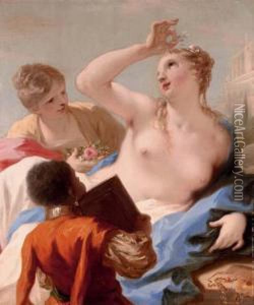 Bathsheba At Her Toilet Oil Painting - Giovanni Antonio Pellegrini