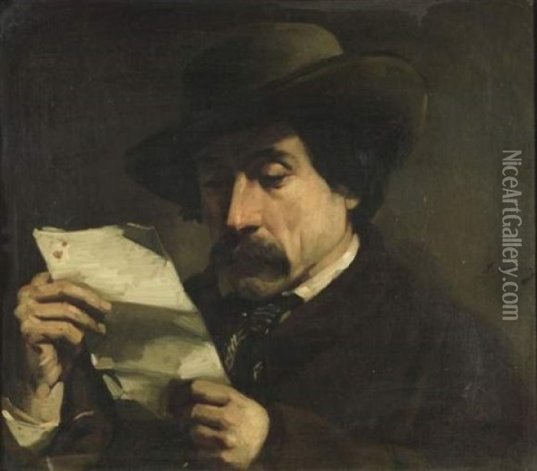Portrait De Theophile Sylvestre (journaliste Critique D'art) Oil Painting - Philippe Auguste Jeanron