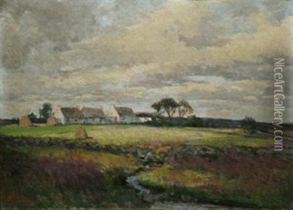 Farmstead Oil Painting - Hans (Jean) Iten