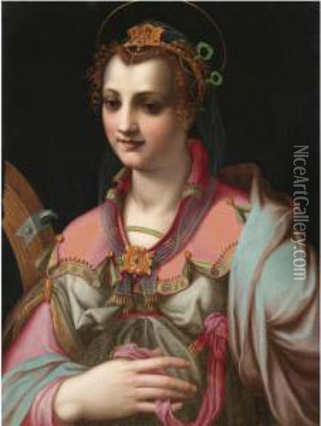 Saint Catherine Of Alexandria Oil Painting - Francesco Morandini da Poppi