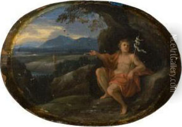 Paesaggio Con San Giovanni Che Indica Il Salvatore Oil Painting - Girolamo Troppa