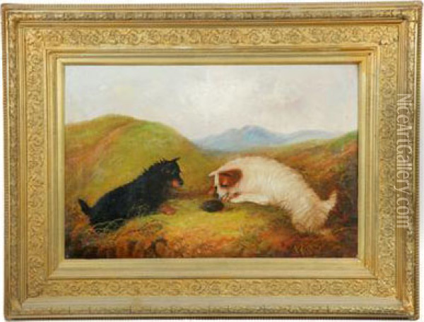 Terriers Oil Painting - J. Langlois