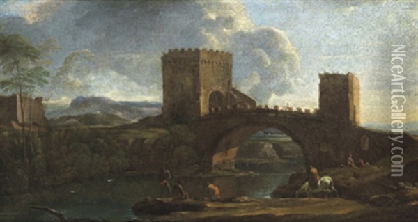 Der Ponte Salario In Rom Oil Painting - Paolo Anesi