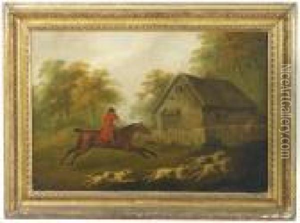 View Halloo, By A Cottage In A Landscape Oil Painting - John Nost Sartorius