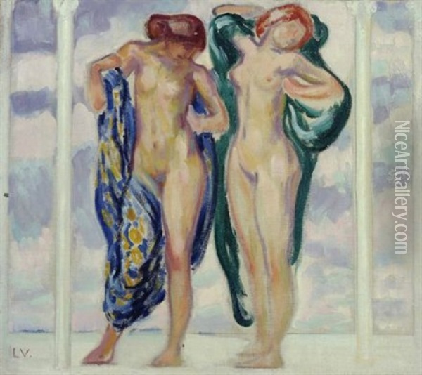Due Nudi Oil Painting - (Enrico) Ludolf Verworner
