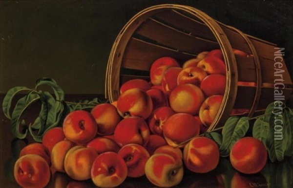 Still Life With Peaches In A Basket Oil Painting - Levi Wells Prentice