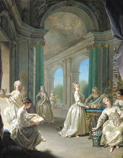 Modern Virgins, 1728 Oil Painting - Jean Raoux