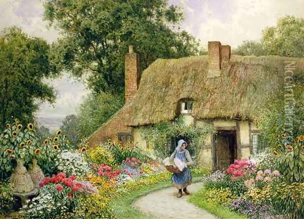 Taking out the Washing Oil Painting - Arthur Claude Strachan