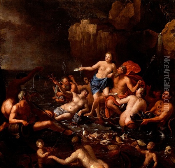 Neptune Et Amphitrite En Leur Royaume Marin Oil Painting - Paolo de Matteis