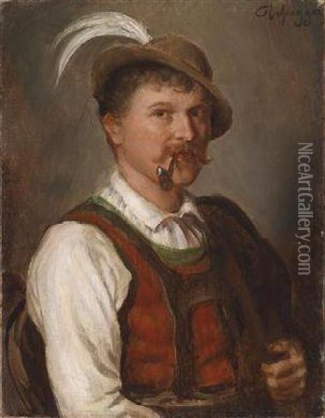 Young Boy In Sunday Attire Oil Painting - Franz Von Defregger