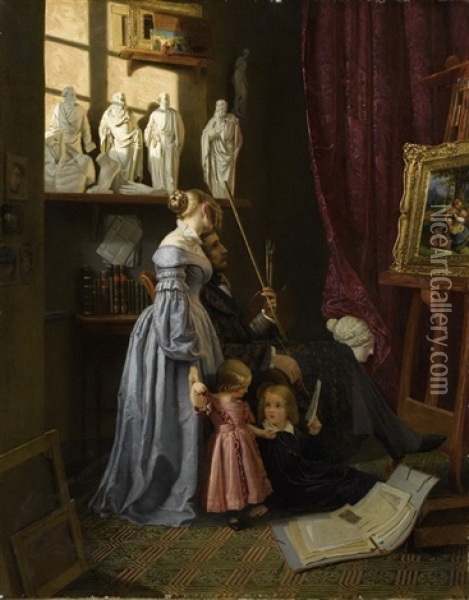 Familienportrait Des Kunstlers Oil Painting - Johann Georg Meyer von Bremen