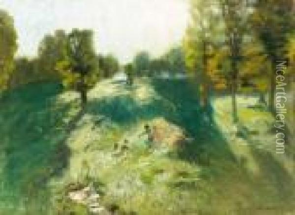 Morning Mood, About 1900 Oil Painting - Bela Ivanyi Grunwald