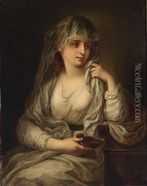 Portrait Of A Lady As One Of The Vestal Virgins Oil Painting - Cornelis Kruseman