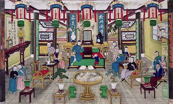 A Room in the House of Mr. Kong, a Peking Merchant Oil Painting - Anonymous Artist