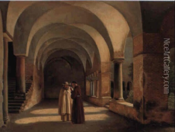 Klostergarden St. Lorenzo Fuori Le Mure, Rom Oil Painting - Christoffer Wilhelm Eckersberg