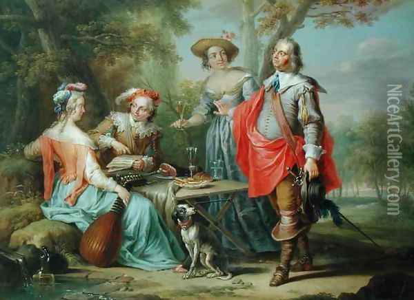 Picnic in the Park Oil Painting - Frans Christoph Janneck