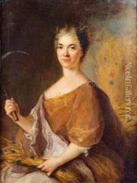 Portrait De Jeune Femme En Ceres Oil Painting - Francois de Troy