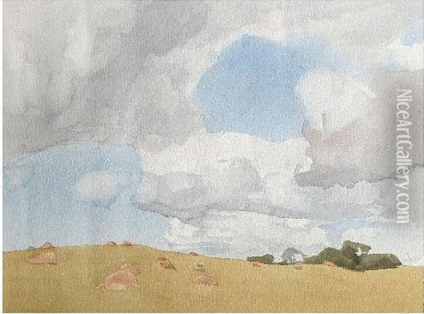Haystacks Oil Painting - Archibald Knox