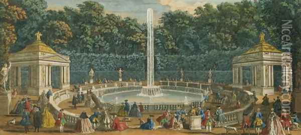 The Domes in the Garden at Versailles, pub. by Laurie and Whittle, 1794 Oil Painting - Jacques Rigaud