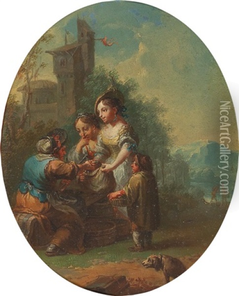 A Pair Of Market Scenes Oil Painting - Johann Conrad Seekatz