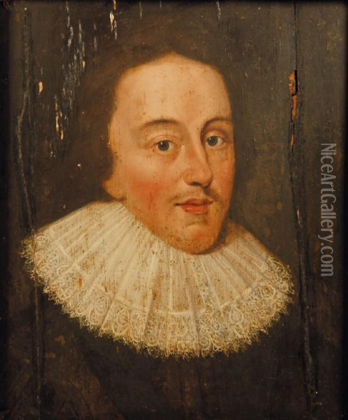 Portrait Of A Gentleman, Probably Henry, Prince Of Wales Oil Painting - Cornelius Janssens Van Ceulen