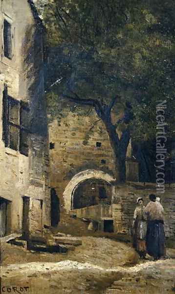 A village scene Oil Painting - Jean-Baptiste-Camille Corot